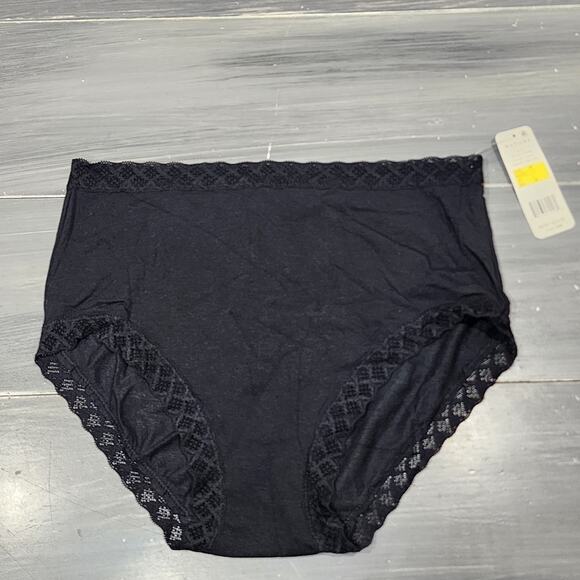 Natori Bliss Cotton Full Brief Panty Underwear Black Size Medium - Picture 1 of 6